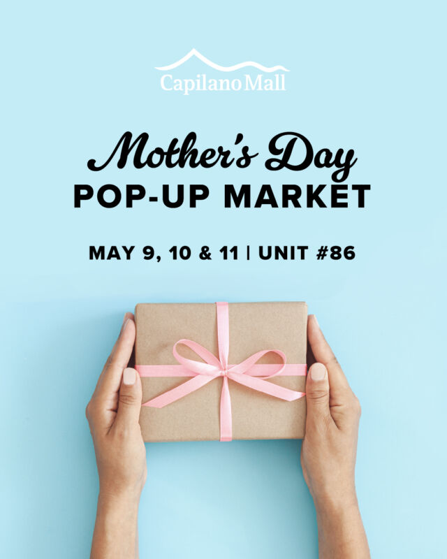 ✨Mother’s Day Pop-Up Market Giveaway! 🛍️ 
⁠
Visit our Mother’s Day Pop-Up Market to find thoughtful, locally made gifts—from handcrafted creations to meaningful keepsakes—perfect for celebrating the amazing women in your life.⁠
⁠
Celebrate the moms, grandmas, and all the amazing women in your life with a chance to win a $100 Capilano Mall gift card. 💖 ⁠
⁠
📅 May 9 - 11 ⁠
📍 Visit Unit 86⁠
🔗 Click the link in bio for more details⁣⁠
.⁠
.⁠
.⁠
⁠
⁠Contest Rules: ⁠
✨ Follow @shopcapilanomall, like this post, share it, and tag #shopcapilanomall in your stories⁠
✨ No purchase necessary⁠
✨ Contest runs from May 5 to May 9, 2025, at 11:59 PM PST⁠
✨ One (1) winner will be chosen at random and contacted by DM on May 10 at 8:30 AM⁠
✨ A skill-testing question is required. The winner must sign and return a release to claim the prize⁠
✨ If the winner does not respond within 24 hours, another will be selected⁠
✨ Open to legal residents of Metro Vancouver⁠
✨ Prize must be picked up at Capilano Mall Guest Services⁠
✨ Odds of winning depend on total eligible entries⁠
✨ This contest is not affiliated with or endorsed by Instagram. Stay safe—we’ll never ask for financial info⁠
⁠
#NorthVancouver #MothersDayGifts #ShopLocal #SupportMoms #HandmadeWithLove #YVRMoms #WomenOwnedBusiness #GiftIdeas #Giveaway #Contest #CapilanoMall